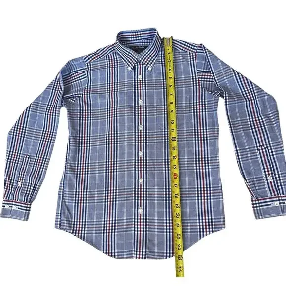 Brooks Brothers Preppy Button Down Shirt Boys Medium Blue Red Plaid Long Sleeve - Picture 4 of 8
